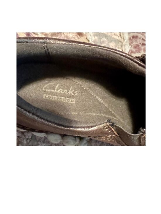 Clarks Women's 8W Ashland Lane Q Loafers Golden Golden Brown Leather Slip on - Picture 8 of 9